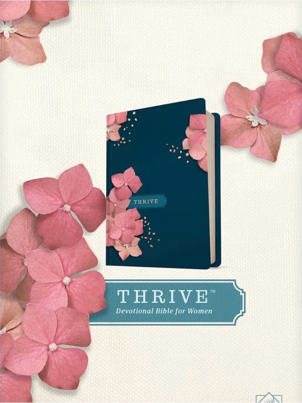 Thrive Devotional Bible - Deep Blue Cover with Pink Floral Accents